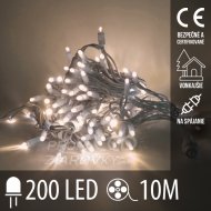 Vianočná led svetelná reťaz vonkajšia na spájanie - 200led - 10m teplá biela