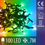 Vianočná led svetelná reťaz vonkajšia + programy - 100led - 7m multicolour