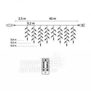 Vianočná led svetelná záclona vonkajšia - programy - časovač + diaľkový ovládač- 1000led - 40m teplá biela