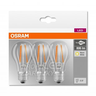 Led žiarovky e27 7w = 60w 806lm osram 2700k 3pak