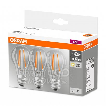 Led žiarovky e27 7w = 60w 806lm osram 2700k 3pak